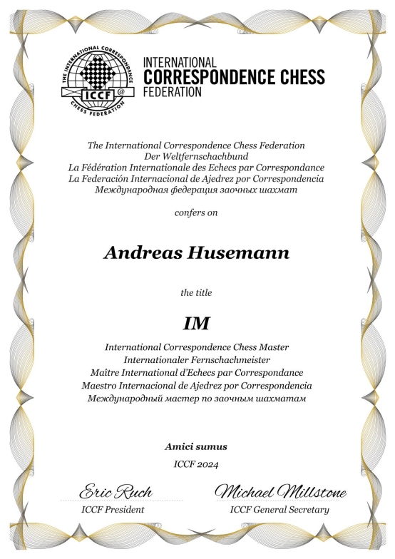 ICCF-Urkunde Internationaler Meister (IM)